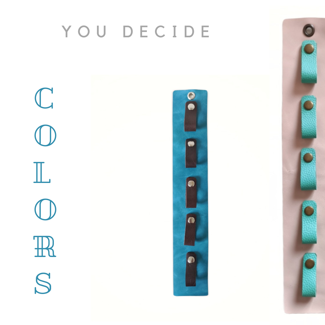 Handmade genuine leather sunglasses holder wall mount — stores 5 pairs, distressed leather eyeglass organizer